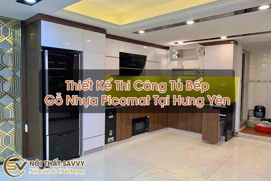Thiết Kế Thi Công Tủ Bếp Gỗ Nhựa Picomat Tại Hưng Yên
